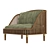 Modern Wood and Fabric Love Seat 3D model small image 9