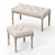 Elegant Grey Linen Bench 3D model small image 1