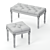 Elegant Grey Linen Bench 3D model small image 2