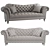 Elegant Vanna Brussel Tufted Sofa 3D model small image 3