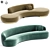 Elegant Pierre Augustin Rose & Serpentine Kagan Sofas 3D model small image 1