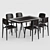 Ebony Dinning Set: Table & Chairs 3D model small image 1