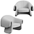 Sleek Modern 3 Seater Armchair 3D model small image 3