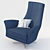 Navy Velvet Solo Armchair by Casadesus 3D model small image 1