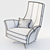 Navy Velvet Solo Armchair by Casadesus 3D model small image 4