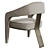 Sleek Modern Chair in White 3D model small image 2