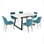 Detroit Extendable Grey Dining Table & Melissa Blue Chair 3D model small image 1