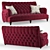 Elegant Tufted Sara Sofa - Handcrafted with Maple Frame 3D model small image 1