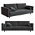 Sleek 3-Seater Straight Sofa 3D model small image 1