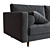 Sleek 3-Seater Straight Sofa 3D model small image 2