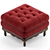 Bruno Zampa Fly Capitonne Pouf: Red and Black 3D Model with Vray and Corona Materials 3D model small image 2