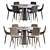 Lecco Chair & Bertoia Dining Table Set 3D model small image 1