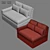 Sloped Arm Slipcovered Chaise Sectional 3D model small image 4