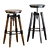 Industrial Vintage Metal Bar Stool 3D model small image 1