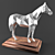 Polygonal Horse Sculpture on Wooden Platform 3D model small image 1