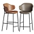 Sleek Leather and Metal Bar Stool 3D model small image 2