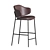 Sleek Leather and Metal Bar Stool 3D model small image 3