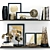 Elegant Black & Gold Decorative Shelf 3D model small image 1