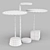 Sleek Marble and Metal Side Tables Set 3D model small image 4