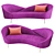 Night Fever Purple - Stylish 3-Seater Sofa 3D model small image 1