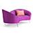 Night Fever Purple - Stylish 3-Seater Sofa 3D model small image 3