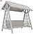 Wooden Garden Swing with Roof 3D model small image 3