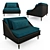 Elegant Blue-Green Single Seater Sofa 3D model small image 1