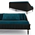 Blue-Green Fabric 2-Seater Sofa 3D model small image 2