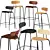 OKITO Solid Wood Bar Stool 3D model small image 1