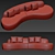 Elegant Simona Curved Sofa 3D model small image 3