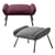 Munnar Flannel Armchair & Footrest 3D model small image 3