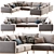 Newport U-Shaped Sectional: 5-Piece Comfort 3D model small image 1