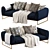 Velvet Dreams: Kits Cascadia Blue Sofa 3D model small image 1