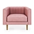 Blush Pink Channel Back Sacha Chair: Stylish and Comfortable 3D model small image 2