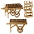 Rustic Wood Trolley Set 3D model small image 1