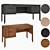 City Oak Writing Desk Set 3D model small image 1