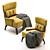 Kano Velvet Accent Chair 3D model small image 3