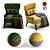 Kano Velvet Accent Chair 3D model small image 5