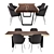 Modern Parota Dining Set: Stylish & Spacious 3D model small image 1