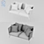 Modern Double Sofa with Cushion Texture 3D model small image 5