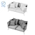 Modern Double Sofa with Cushion Texture 3D model small image 8