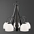 Elegant Opal Shade Iron Chandelier 3D model small image 1