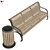 Park Bench and Trash Bin Set 3D model small image 2