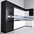 Sleek Black and White Kitchen Set 3D model small image 3