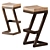 Geometric Steel & Oak Bar Stool 3D model small image 1