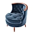 Mid-Century Tufted Bixby Chair 3D model small image 4