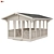 Wooden Rectangle Garden Gazebo with Benches & Table 3D model small image 1