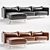 Black & Brown Leather Sofa with Metal Legs 3D model small image 1