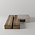 Travertine and Wooden Table Set 3D model small image 5