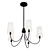 Elegant Matte Black Chandelier 3D model small image 1
